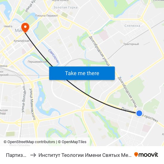 Партизанская to Институт Теологии Имени Святых Мефодия И Кирилла Бгу map