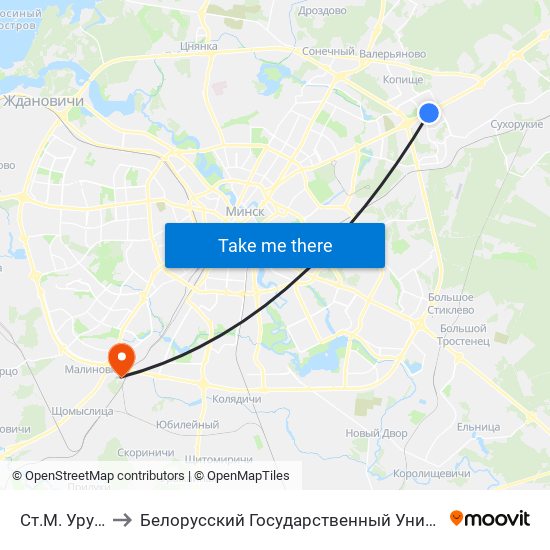 Ст.М. Уручча to Белорусский Государственный Университет map