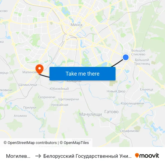 Могилевская to Белорусский Государственный Университет map