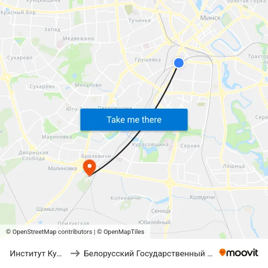 Институт Культуры to Белорусский Государственный Университет map