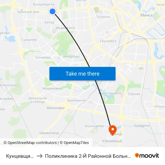 Кунцевщина to Поликлиника 2-Й Районной Больницы map