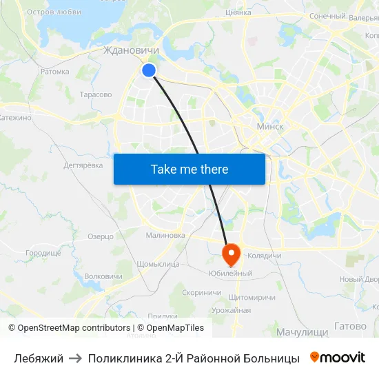 Лебяжий to Поликлиника 2-Й Районной Больницы map
