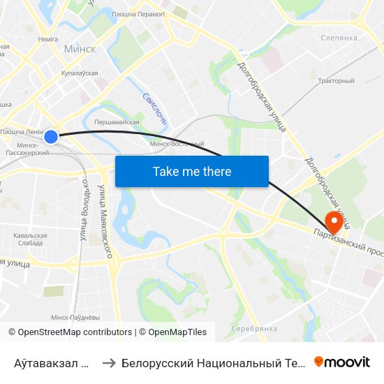 Аўтавакзал Цэнтральны to Белорусский Национальный Технический Университет map