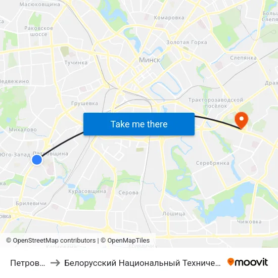Петровщина to Белорусский Национальный Технический Университет map