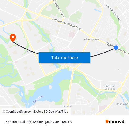 Варвашэні to Медицинский Центр map