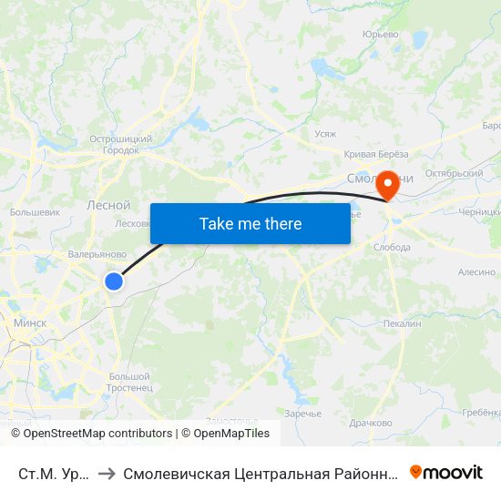 Ст.М. Уручча to Смолевичская Центральная Районная Больница map
