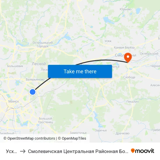 Усход to Смолевичская Центральная Районная Больница map