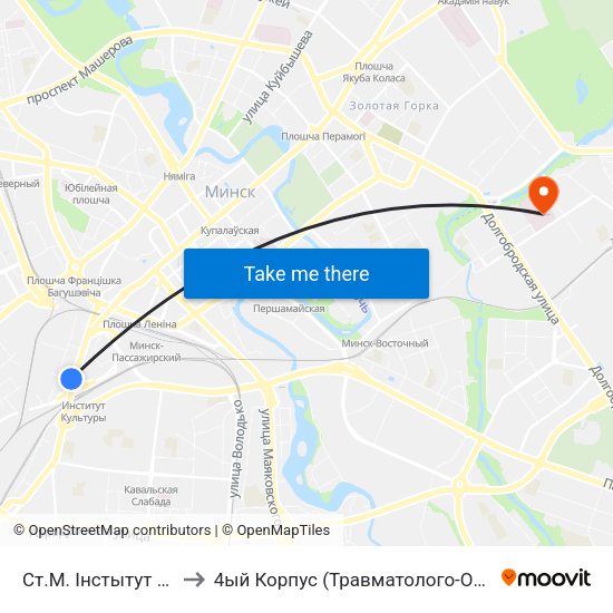 Ст.М. Інстытут Культуры to 4ый Корпус (Травматолого-Ортопедический) map