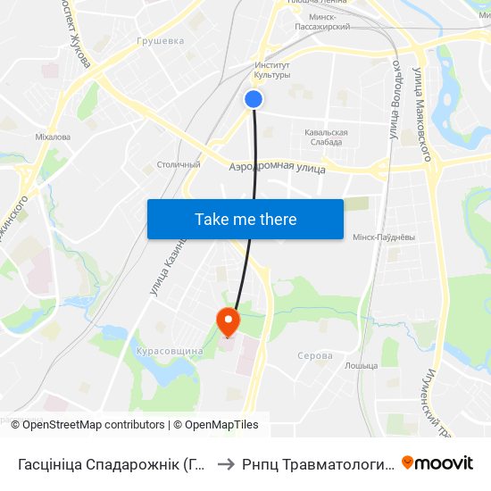 Гасцініца Спадарожнік (Гостиница Спутник) to Рнпц Травматологии И Ортопедии map