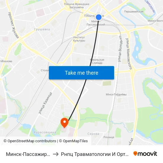 Минск-Пассажирский to Рнпц Травматологии И Ортопедии map