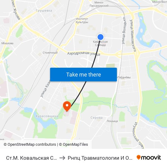 Ст.М. Ковальская Слобода to Рнпц Травматологии И Ортопедии map