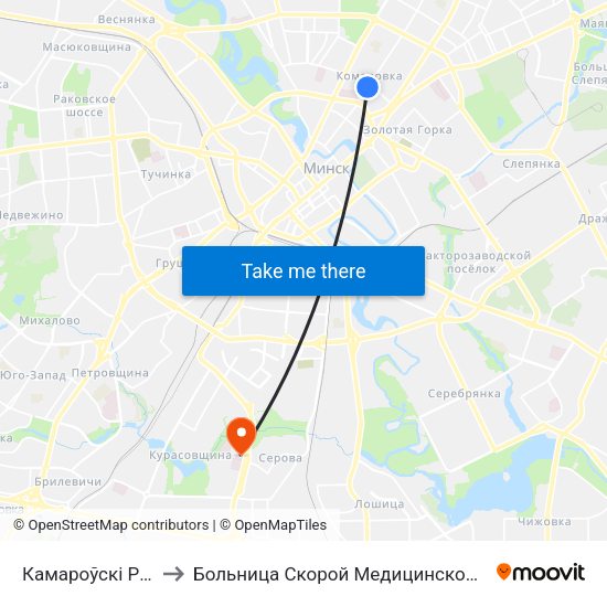 Камароўскі Рынак to Больница Скорой Медицинской Помощи map