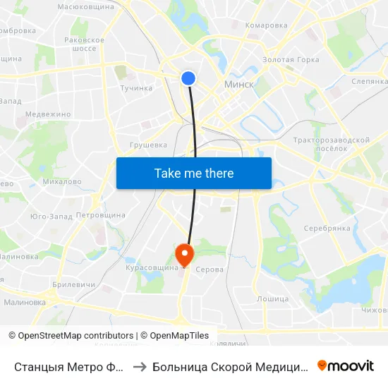 Станцыя Метро Фрунзенская to Больница Скорой Медицинской Помощи map