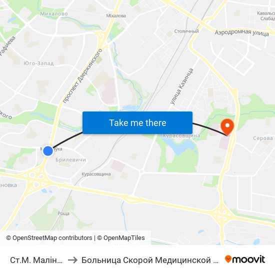 Ст.М. Малінаўка to Больница Скорой Медицинской Помощи map