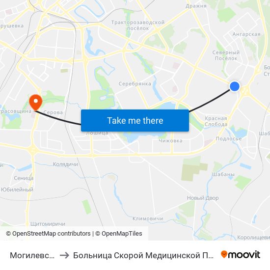 Могилевская to Больница Скорой Медицинской Помощи map