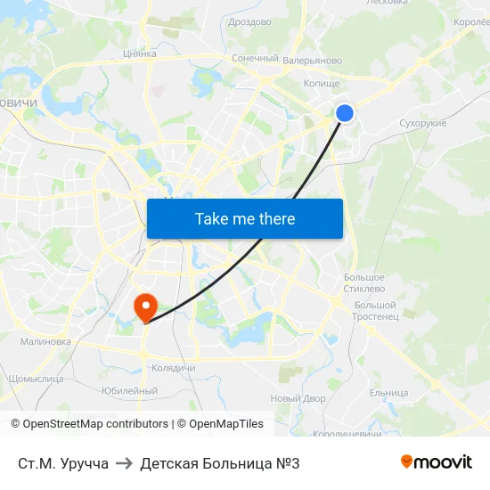Ст.М. Уручча to Детская Больница №3 map