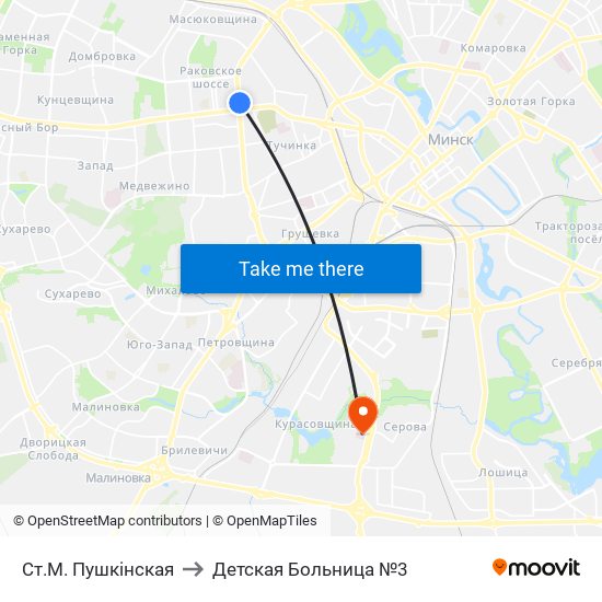 Ст.М. Пушкінская to Детская Больница №3 map