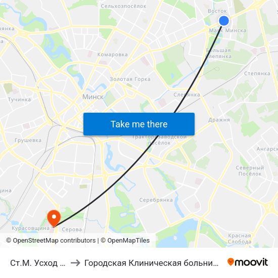 Ст.М. Усход (Ст.М. Восток) to Городская Клиническая больница Скорой Медицинской Помощи map