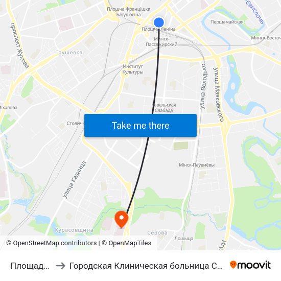 Площадь Ленина to Городская Клиническая больница Скорой Медицинской Помощи map