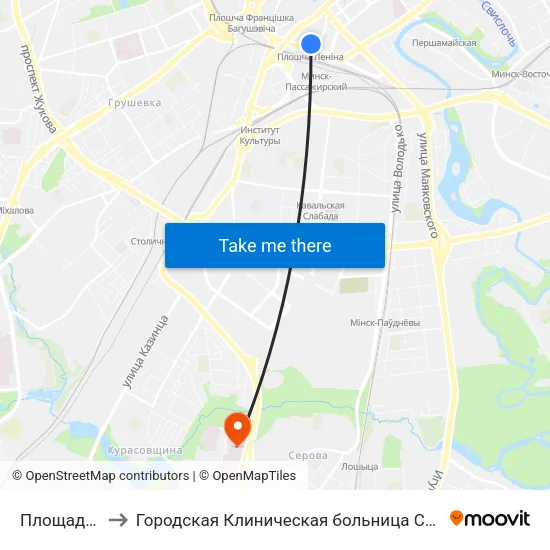 Площадь Ленина to Городская Клиническая больница Скорой Медицинской Помощи map