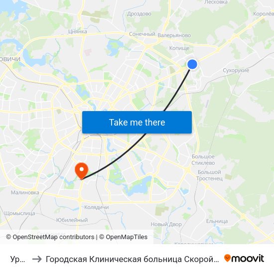 Уручье to Городская Клиническая больница Скорой Медицинской Помощи map