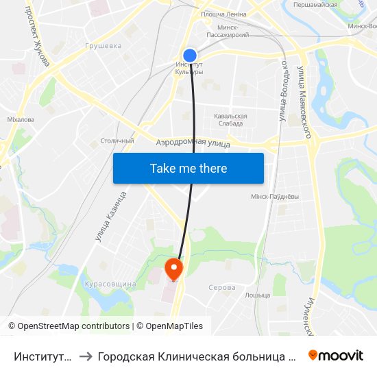 Институт Культуры to Городская Клиническая больница Скорой Медицинской Помощи map