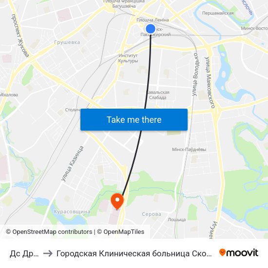 Дс Дружная to Городская Клиническая больница Скорой Медицинской Помощи map