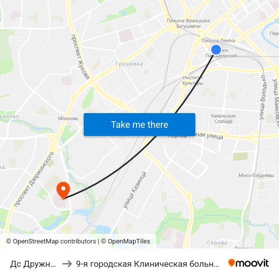 Дс Дружная to 9-я городская Клиническая больница map