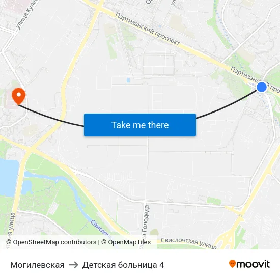 Могилевская to Детская больница 4 map
