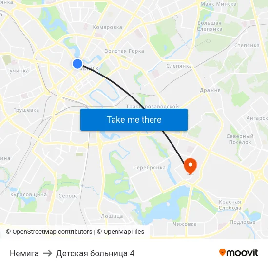 Немига to Детская больница 4 map