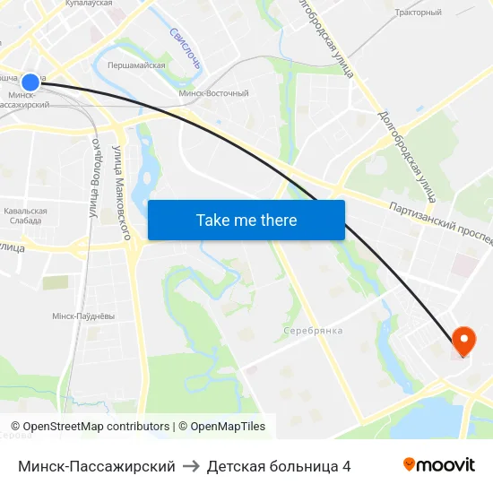 Минск-Пассажирский to Детская больница 4 map