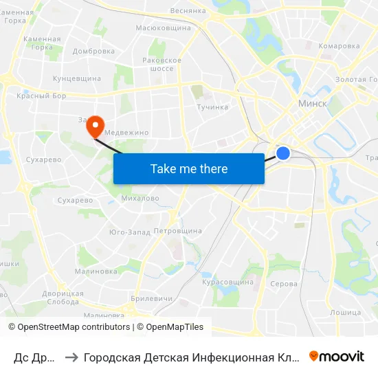 Дс Дружная to Городская Детская Инфекционная Клиническая больница map