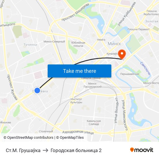 Ст.М. Грушаўка to Городская больница 2 map