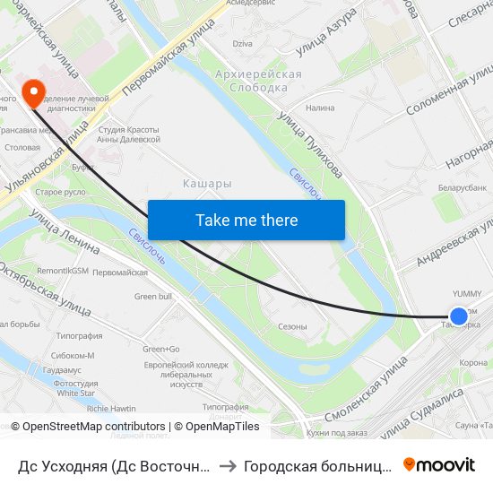 Дс Усходняя (Дс Восточная) to Городская больница 2 map