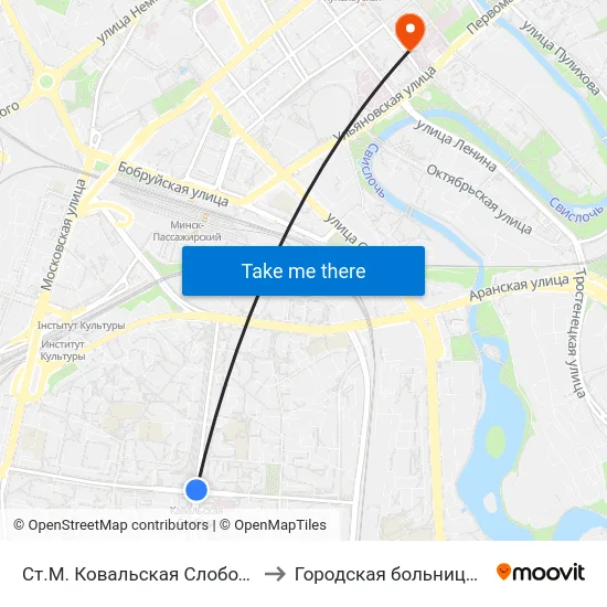 Ст.М. Ковальская Слобода to Городская больница 2 map