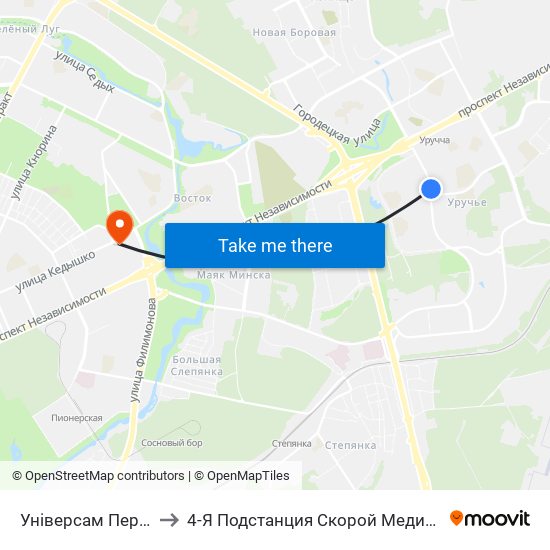 Універсам Першамайскі to 4-Я Подстанция Скорой Медицинской Помощи map