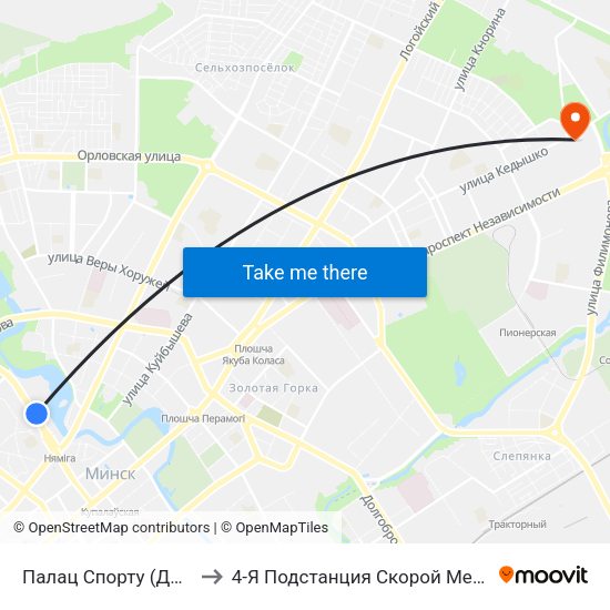 Палац Спорту (Дворец Спорта) to 4-Я Подстанция Скорой Медицинской Помощи map