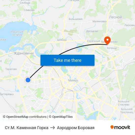 Ст.М. Каменная Горка to Аэродром Боровая map