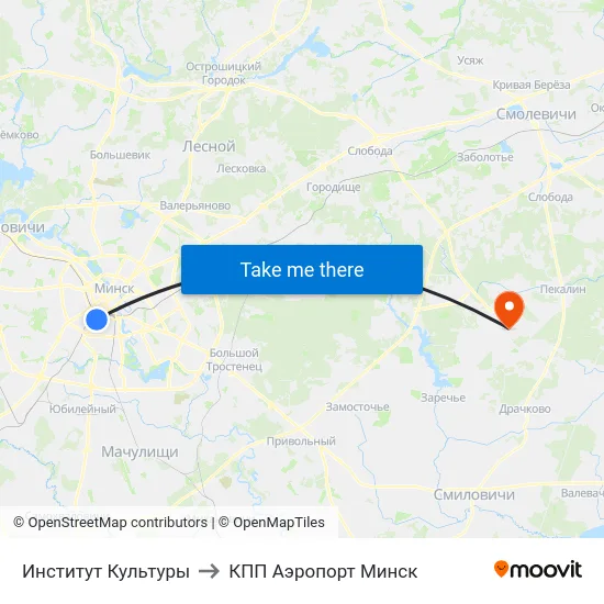 Институт Культуры to КПП Аэропорт Минск map