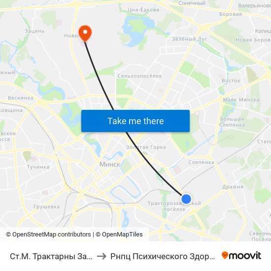 Ст.М. Трактарны Завод to Рнпц Психического Здоровья map