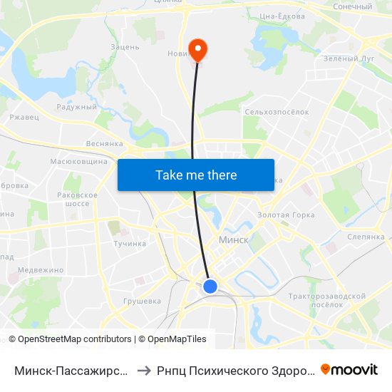 Минск-Пассажирский to Рнпц Психического Здоровья map