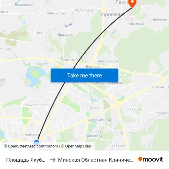 Площадь Якуба Коласа to Минская Областная Клиническая Больница map