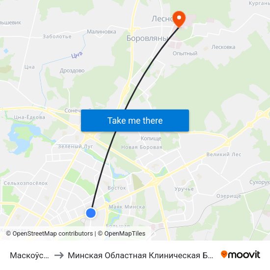 Маскоўская to Минская Областная Клиническая Больница map