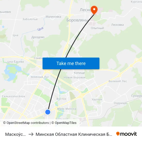 Маскоўская to Минская Областная Клиническая Больница map