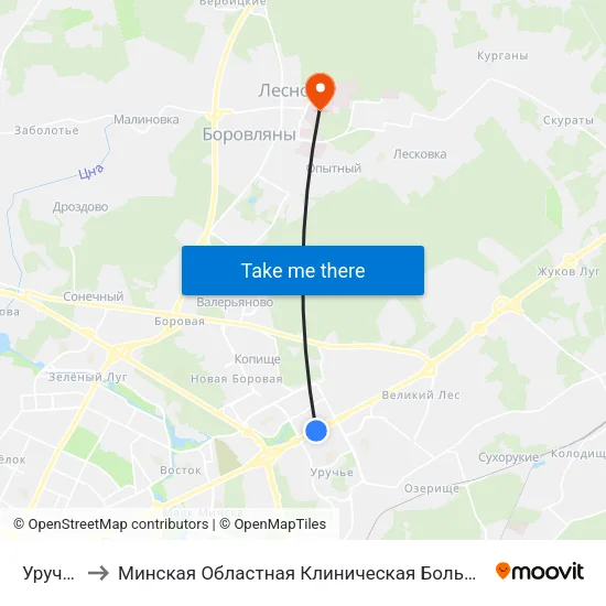 Уручье to Минская Областная Клиническая Больница map