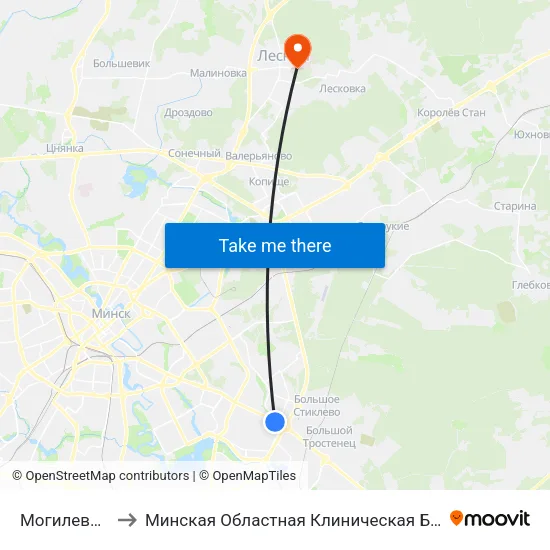 Могилевская to Минская Областная Клиническая Больница map
