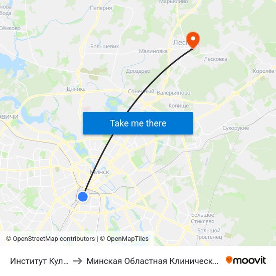 Институт Культуры to Минская Областная Клиническая Больница map