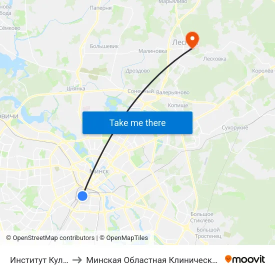 Институт Культуры to Минская Областная Клиническая Больница map