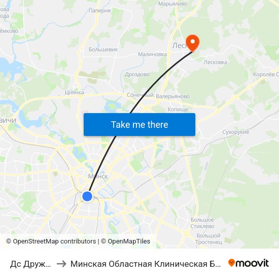 Дс Дружная to Минская Областная Клиническая Больница map