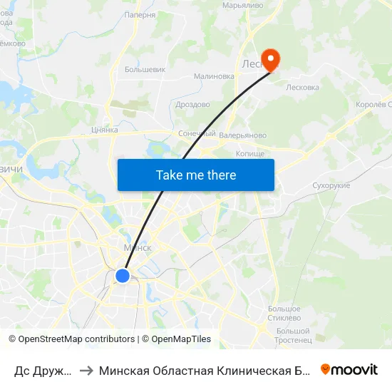 Дс Дружная to Минская Областная Клиническая Больница map